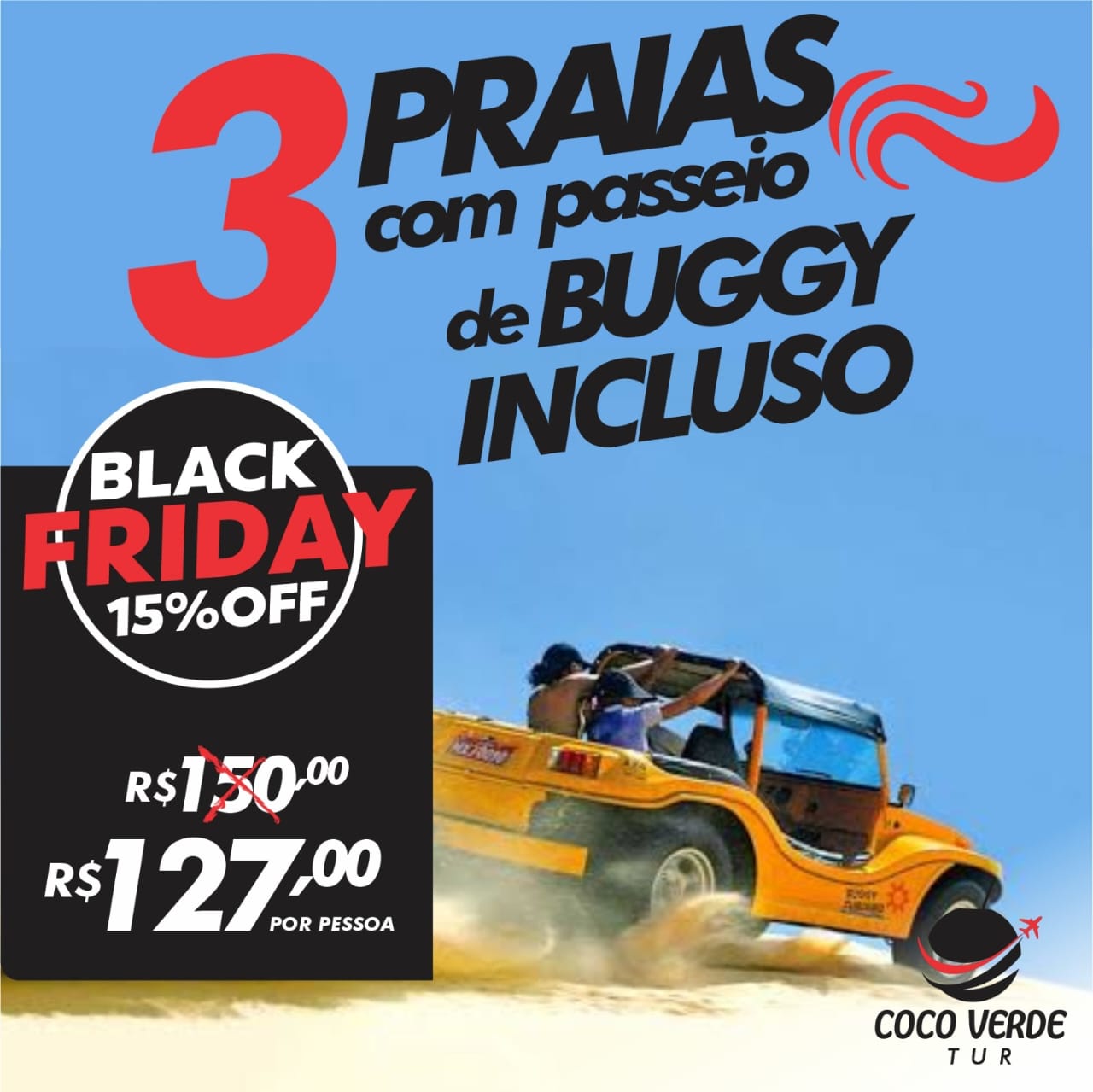 3 praias com buggy incluso e com Coco Verde Turismo